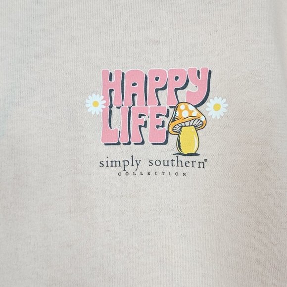 Simply Southern Long Sleeve Graphic T Size Small Mushroom Happy Life Happy Mind - Picture 5 of 14